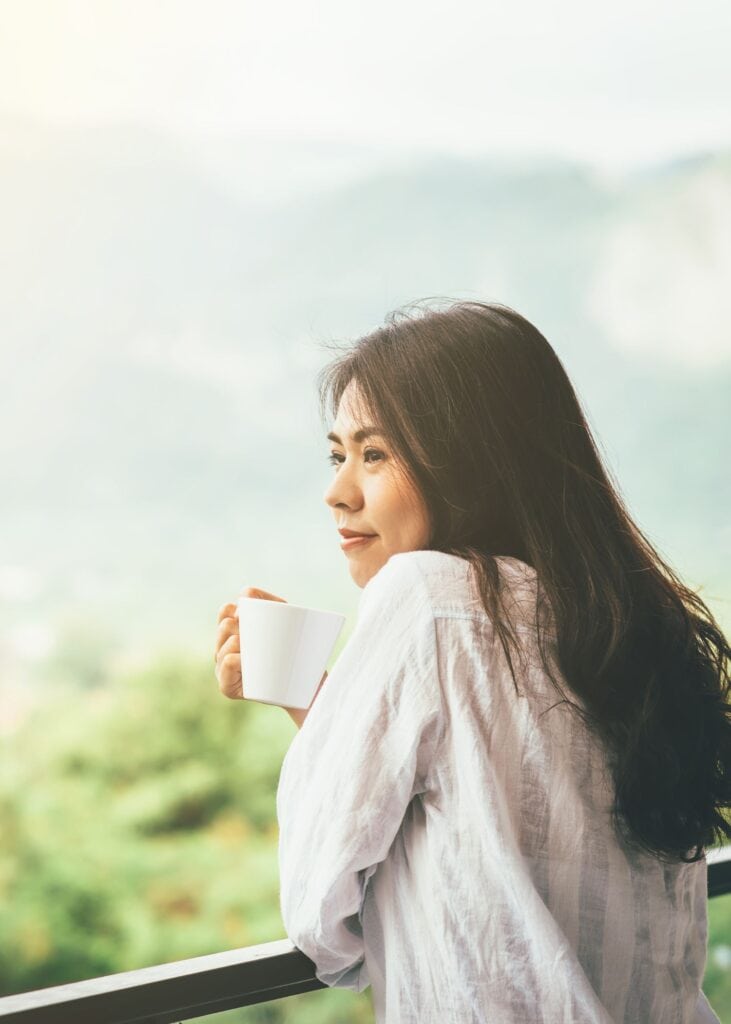 woman taking coffee break