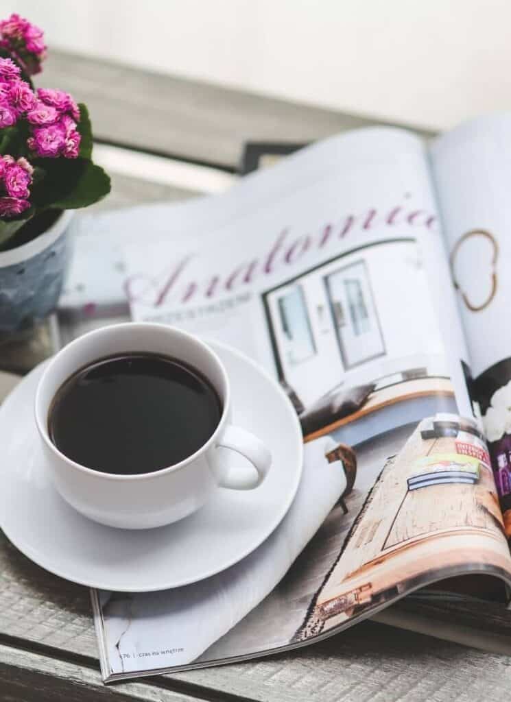 magazine and coffee