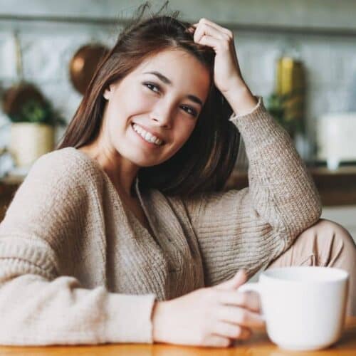 woman drinking coffee and relaxing