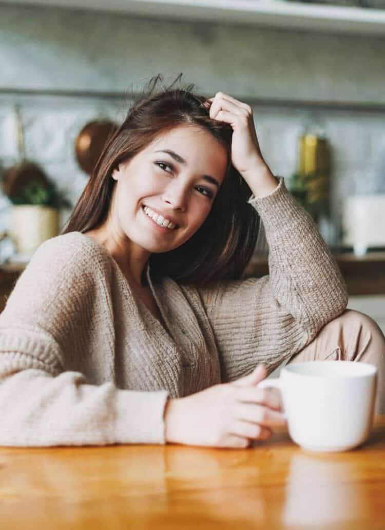 woman drinking coffee and relaxing